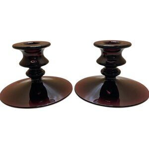 Vintage Amethyst Fancy Knob Candle Holder Set of Two